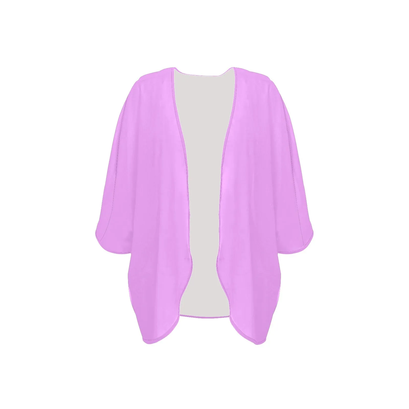 light purple pink solid Women's Kimono Chiffon Cover Up (Model H51)