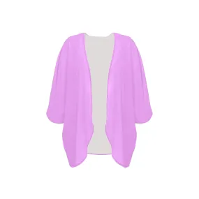 light purple pink solid Women's Kimono Chiffon Cover Up (Model H51)