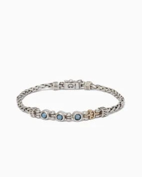 Link Bracelet with Triple Stones - London Blue Topaz