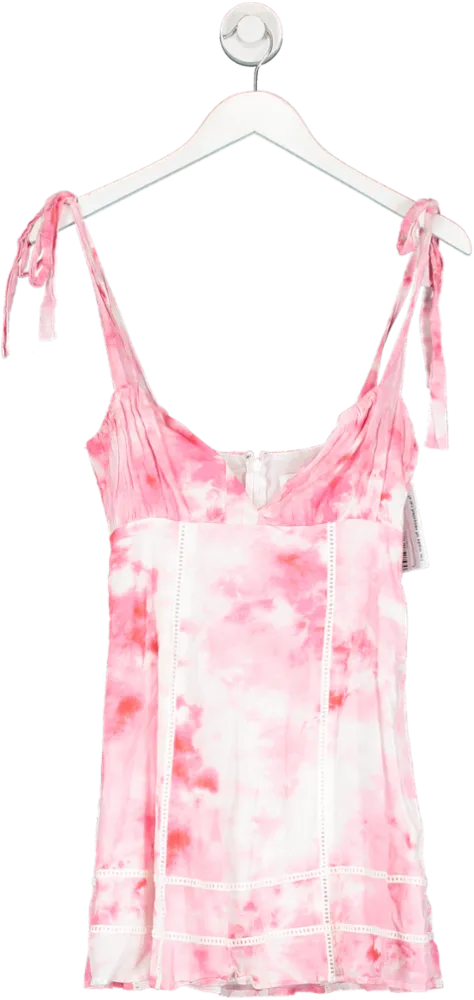 Lovers and Friends Pink Tie Dye Effect Cotton Mini Dress UK XS