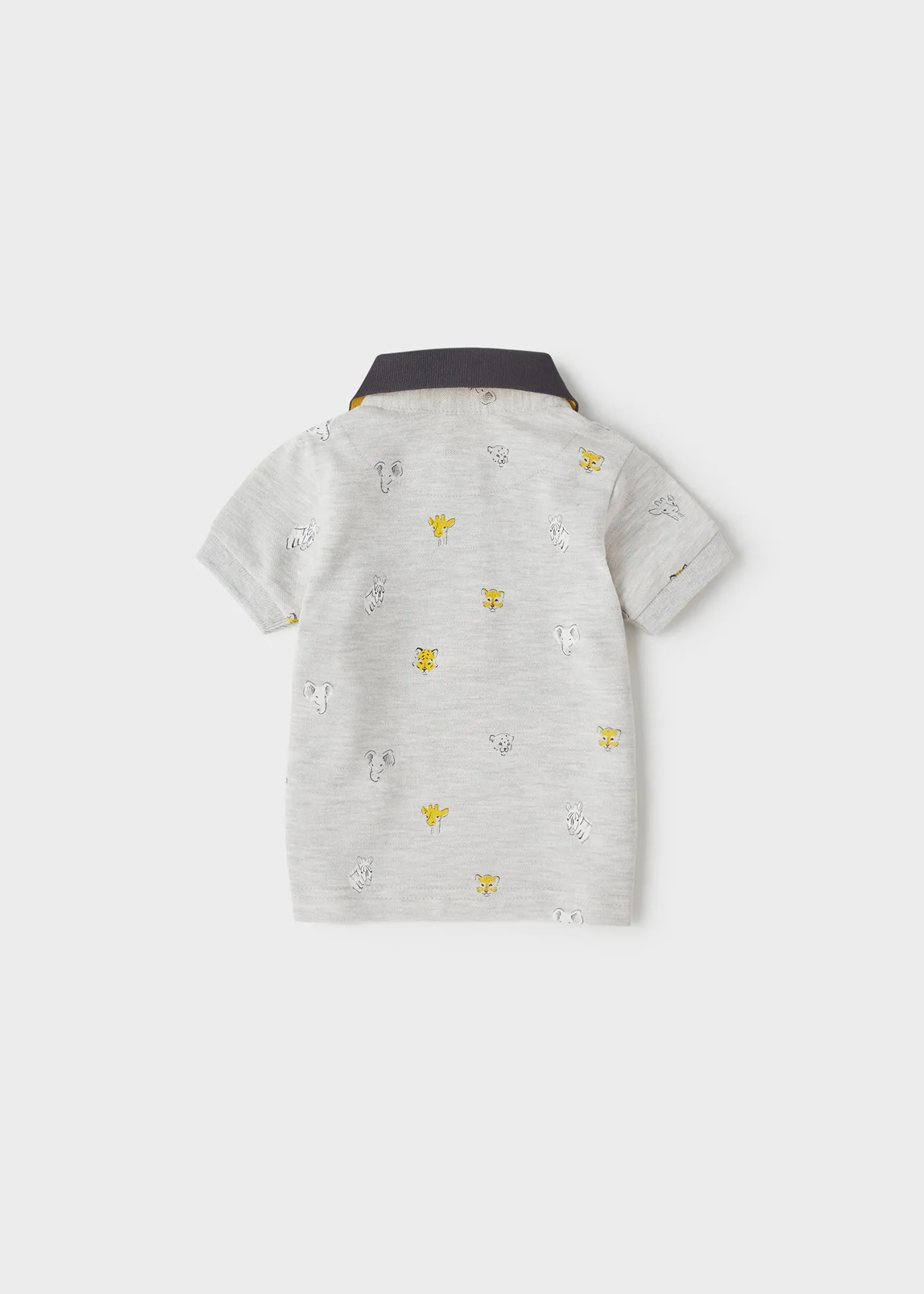 Mayoral Baby Short Sleeve Polo w/ Tigers _Heather Grey 1108-33