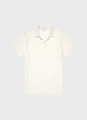 Men's Linear Mesh Polo Shirt in Ecru