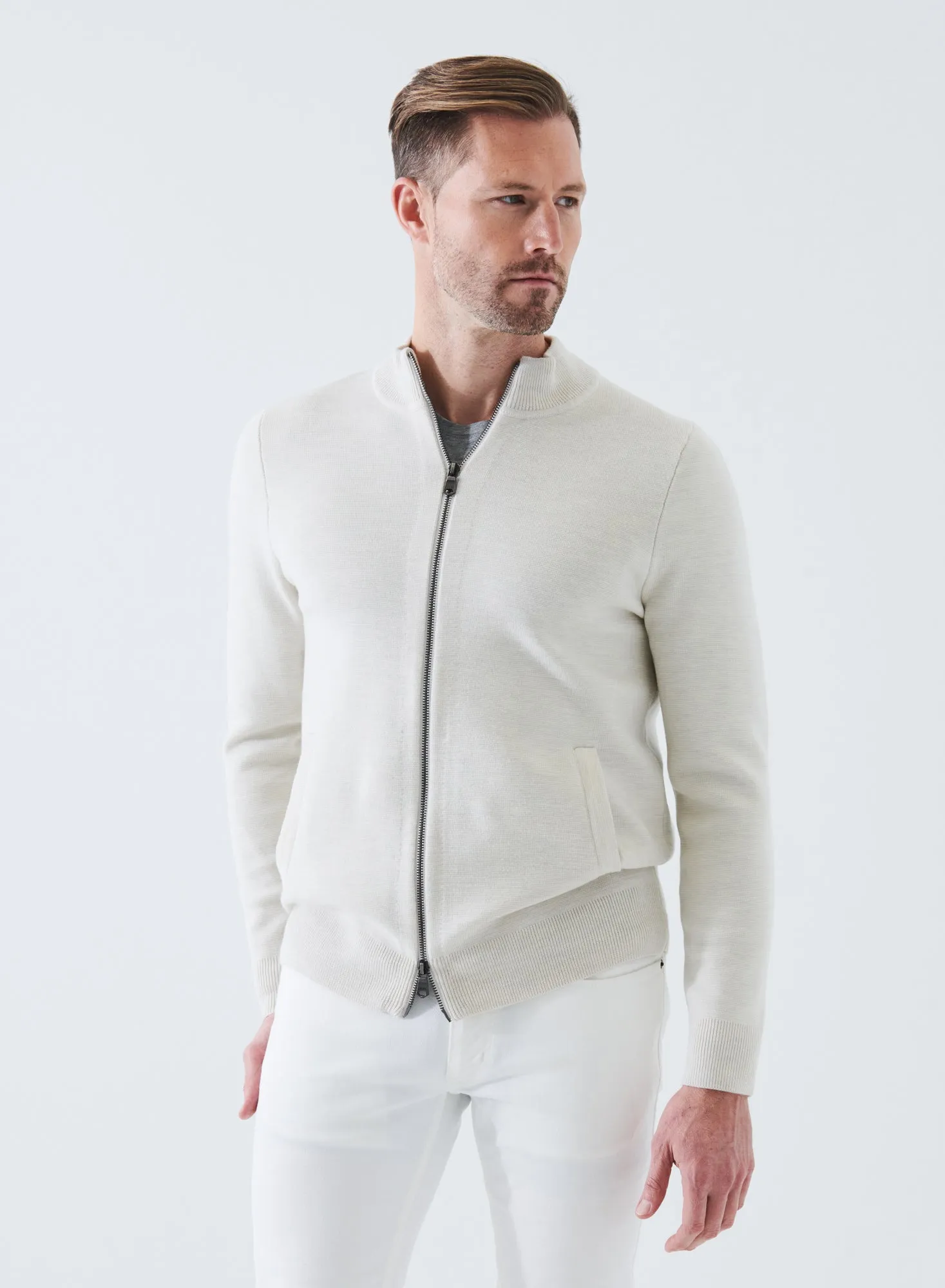 MERINO HALF MILANO ZIP-UP CARDIGAN