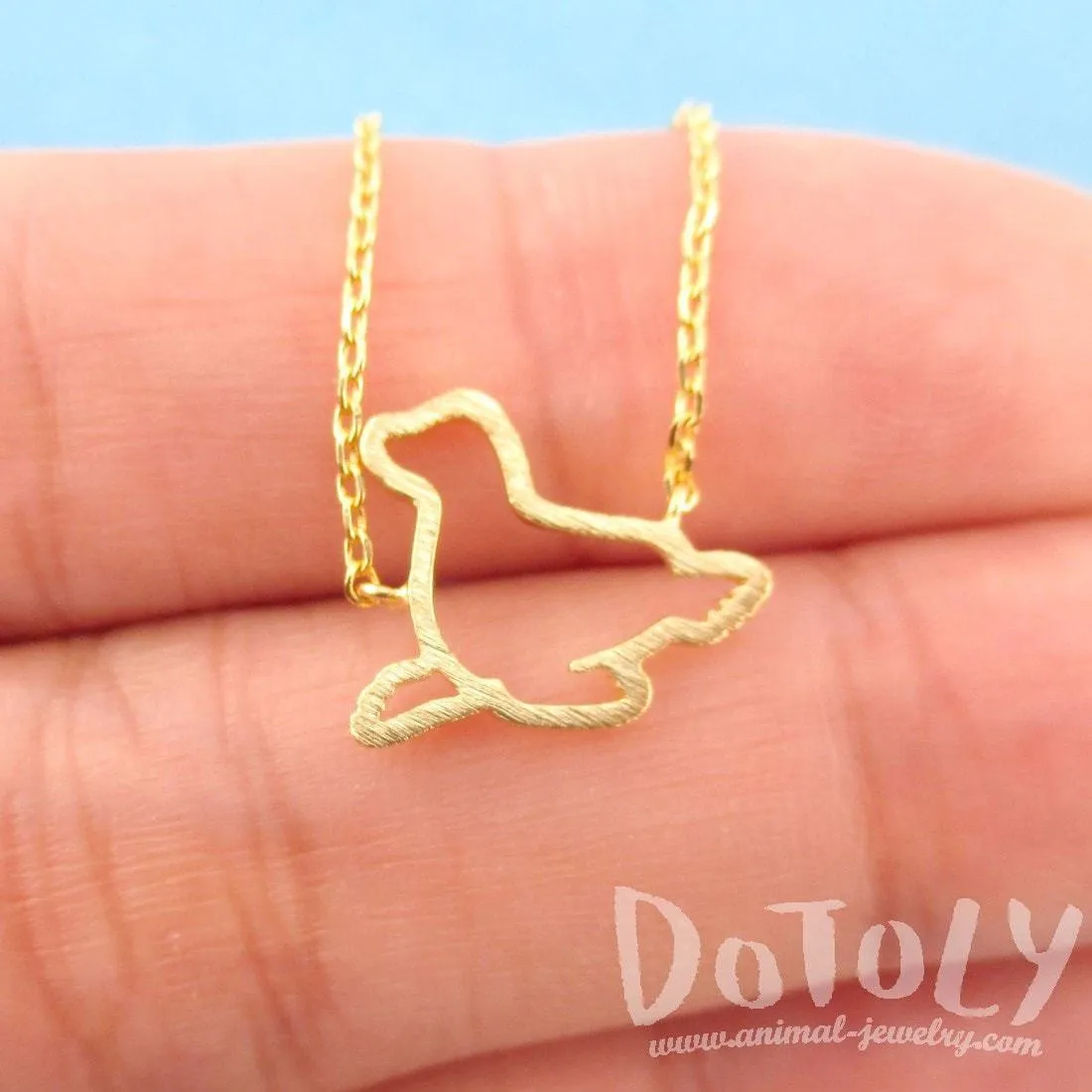 Minimal Sea Lion Seal Outline Shaped Charm Necklace in Gold | Animal Jewelry