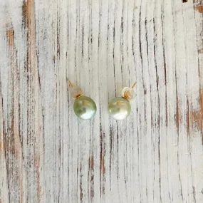 Natural Light Pistachio Tahitian Pearl Studs