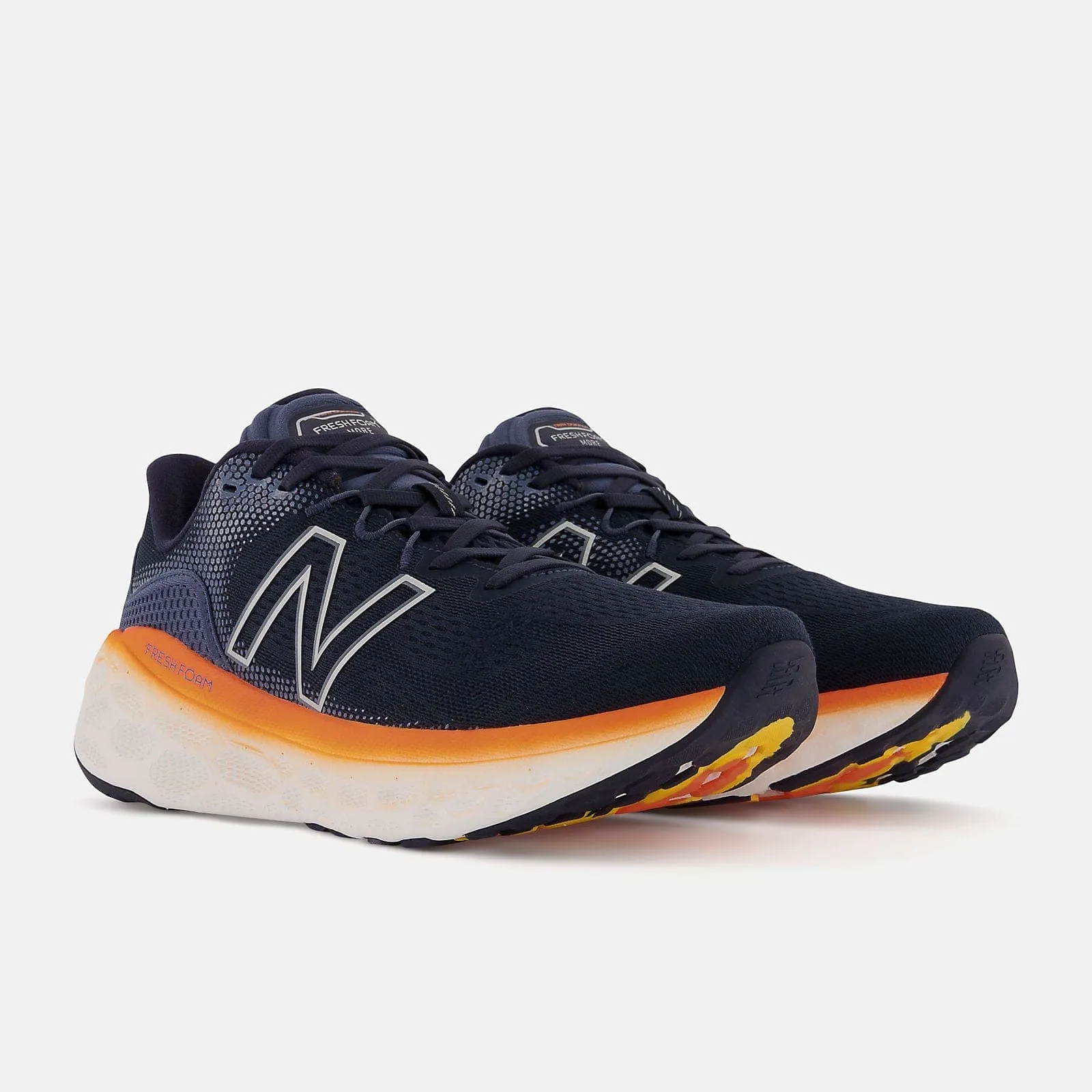 New Balance Fresh Foam More V3 (Men's) - Eclipse with vibrant orange