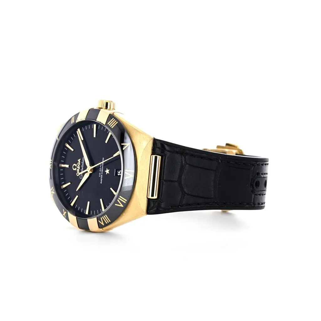 Omega 41mm Constellation, Black Dial, Leather Strap, Yellow Gold - 131.63.41.21.01.001