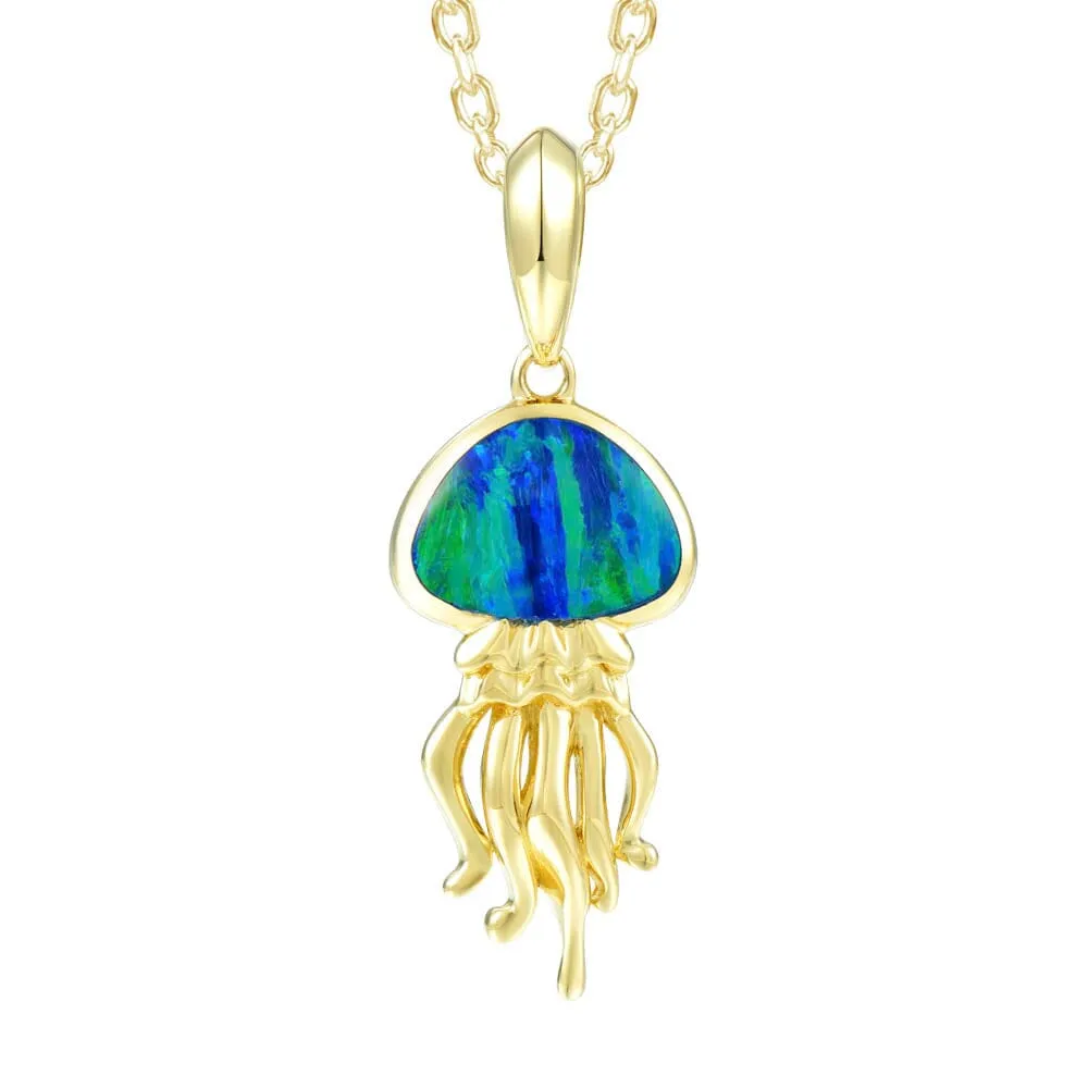 Opal Button Jellyfish Pendant