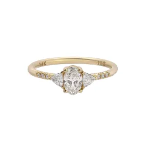 Oval Diamond Trillion Equilibrium Ring