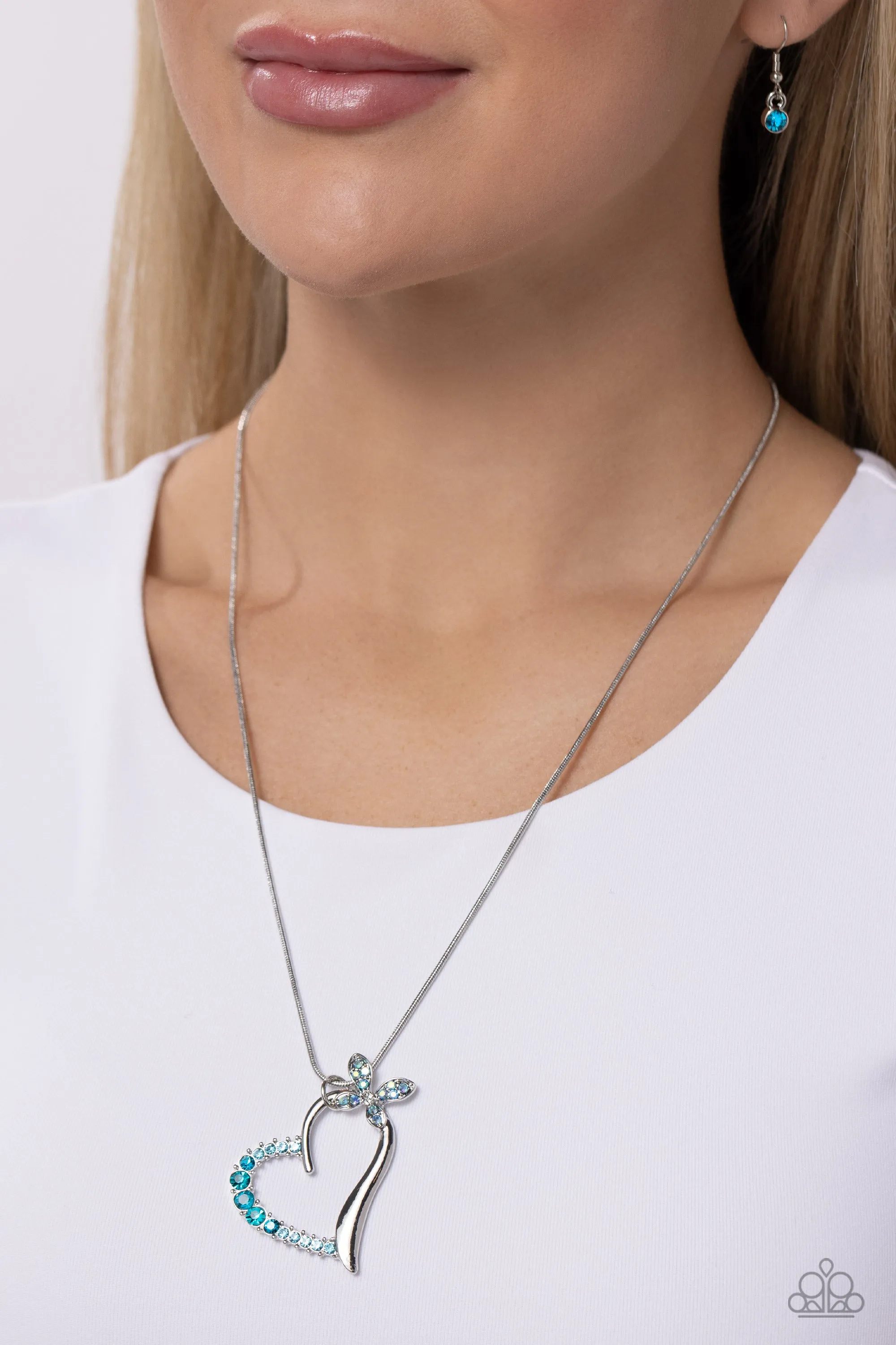 Paparazzi Half-Hearted Haven Blue Necklace & Earring Set