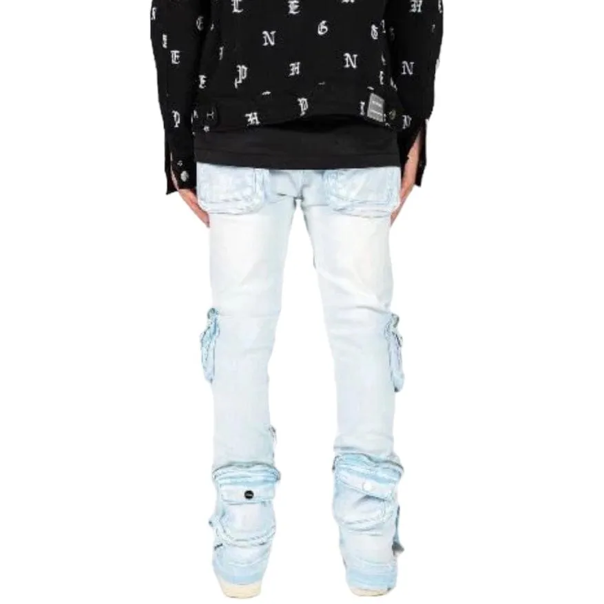 Pheelings "Journey To Greatness" Cargo Flare Stack Denim (Sky Blue/Sand)