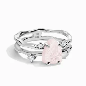 Raw Crystal Ring - Flow Rose Quartz