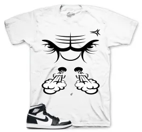 Retro 1 Black And White Shirt - Raging Face - White