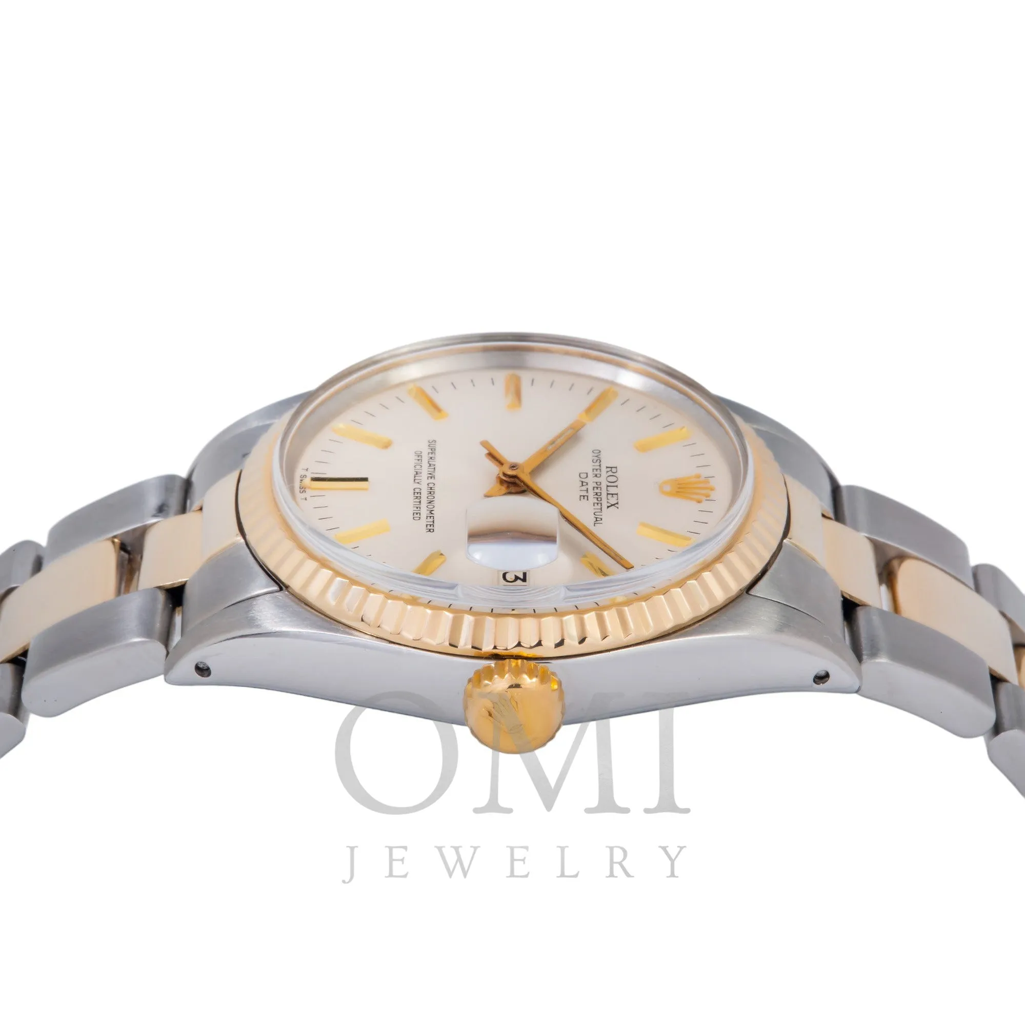 Rolex Oyster Perpetual Date 1500 34MM White Index Dial With Two Tone Oyster Bracelet