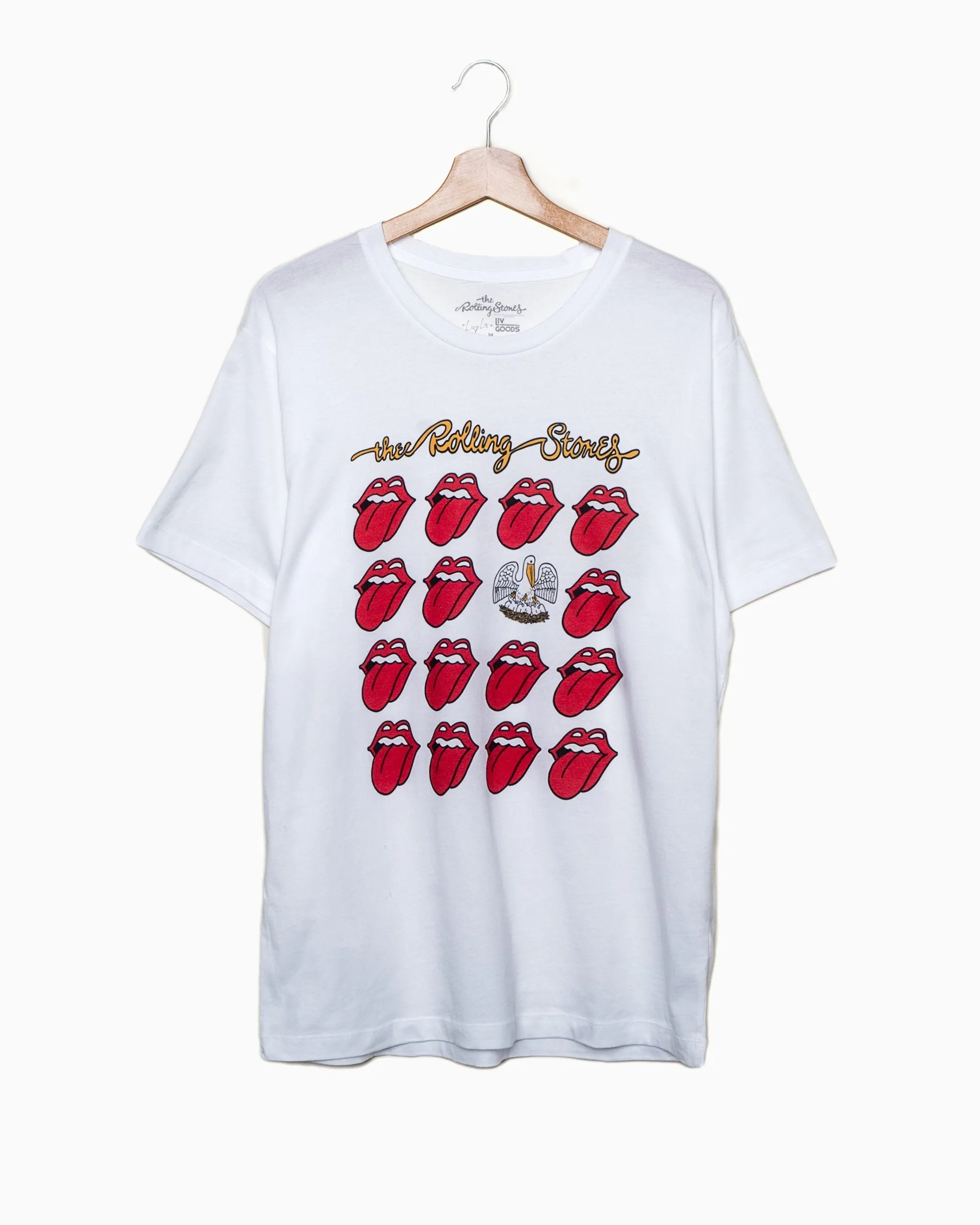 Rolling Stones Louisiana Flag Multi Lick White Tee