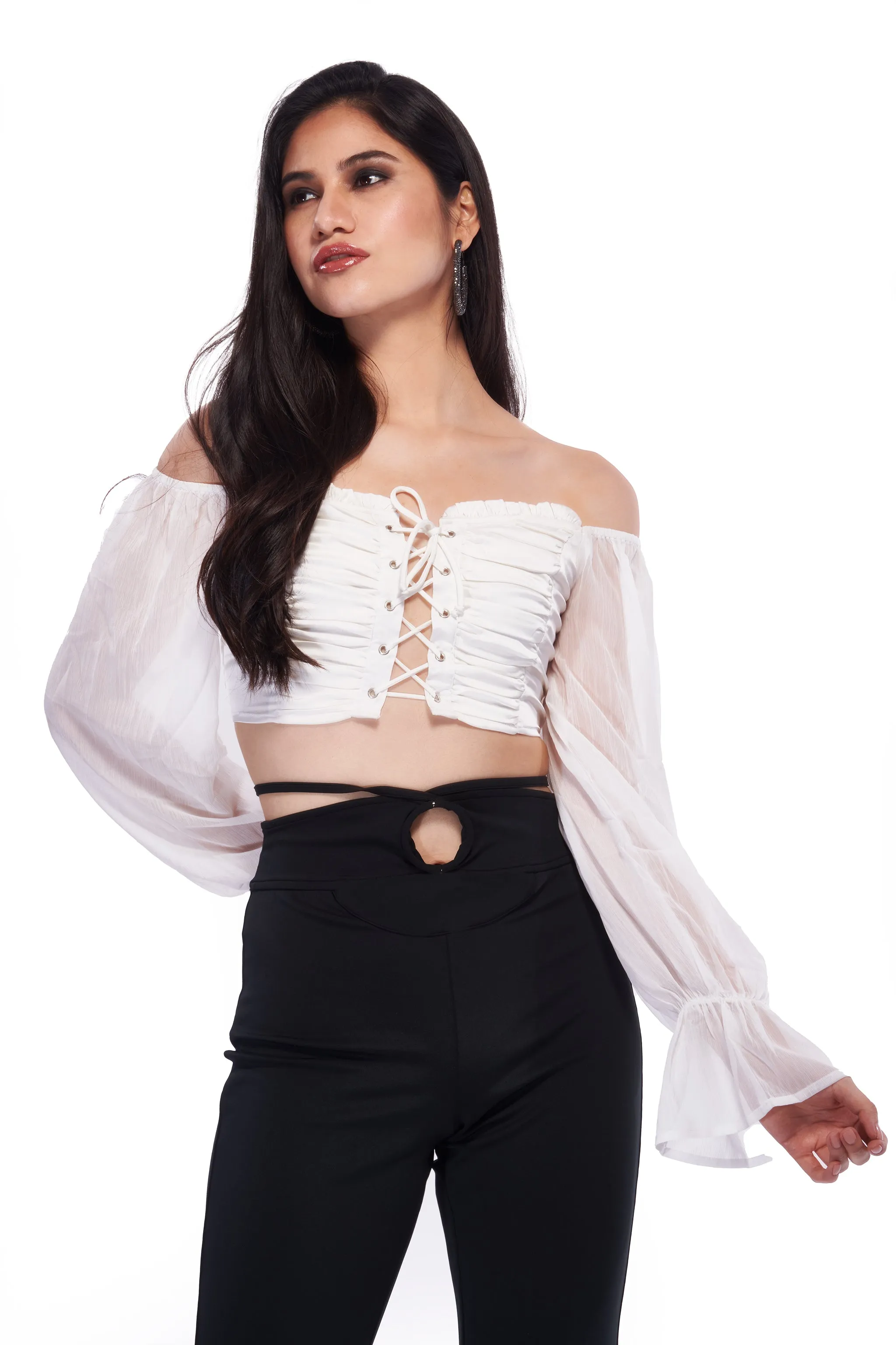 Satin Corset Top - White