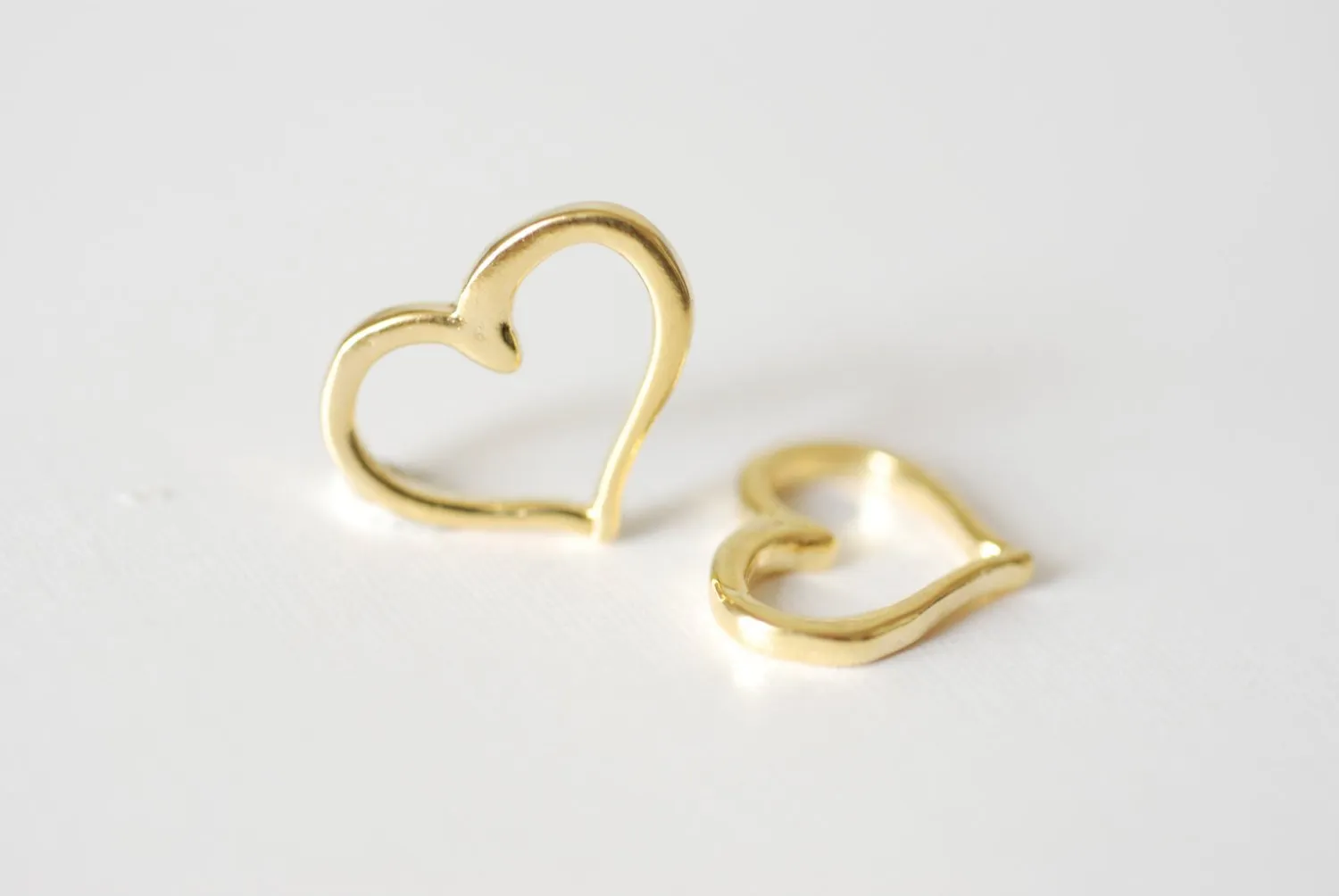 Shiny Wholesale Vermeil Gold Open Heart Connector Charm, 18K Gold Plated over Sterling Silver, Heart Charm, Vermeil Heart Charms Pendants