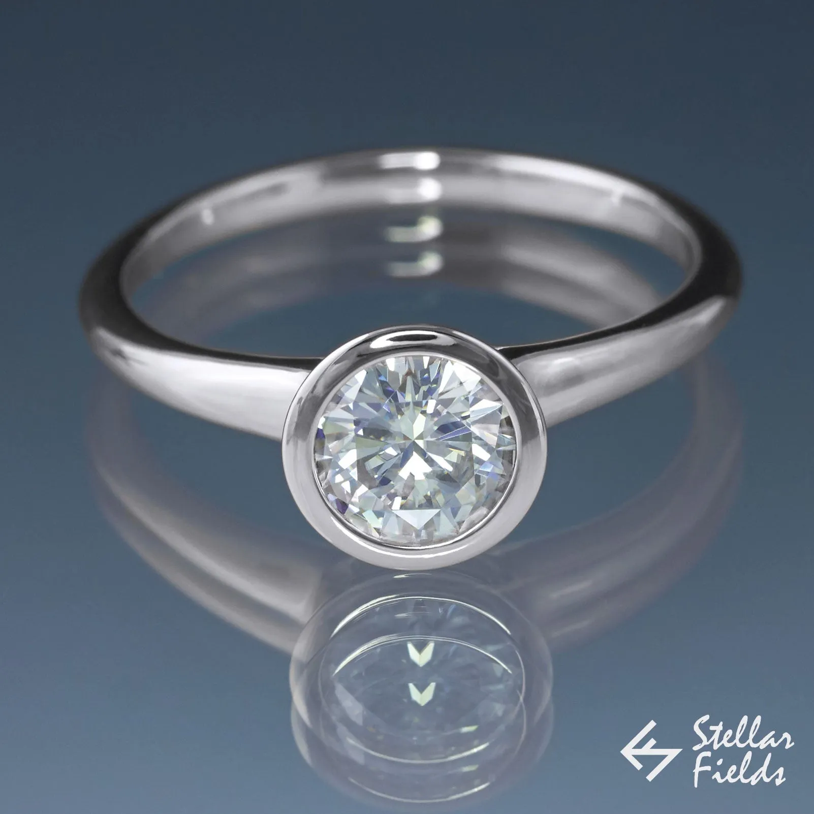 Solitaire Diamond Bezel Engagement Ring