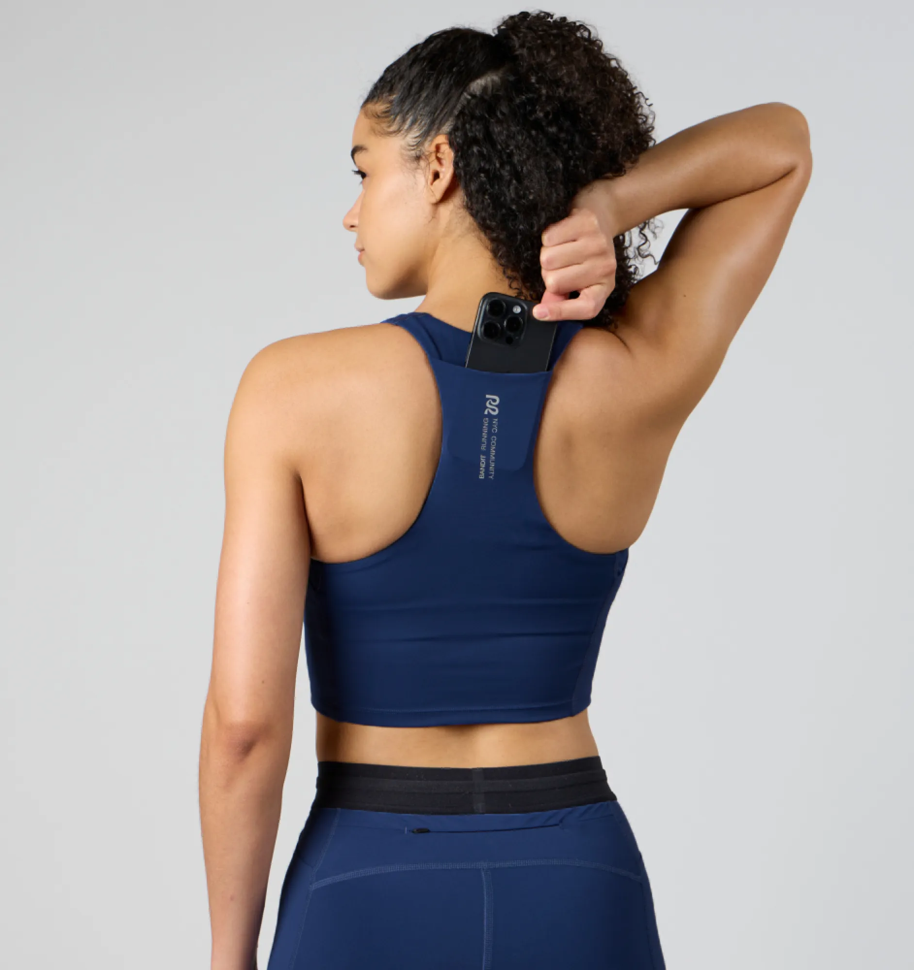 Stamina™ Scoop Neck Race Crop - NY Navy