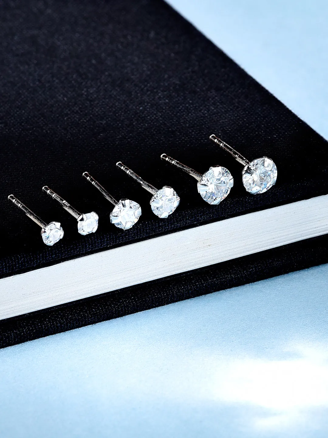 Sterling Silver Crystal Stud Earring Set