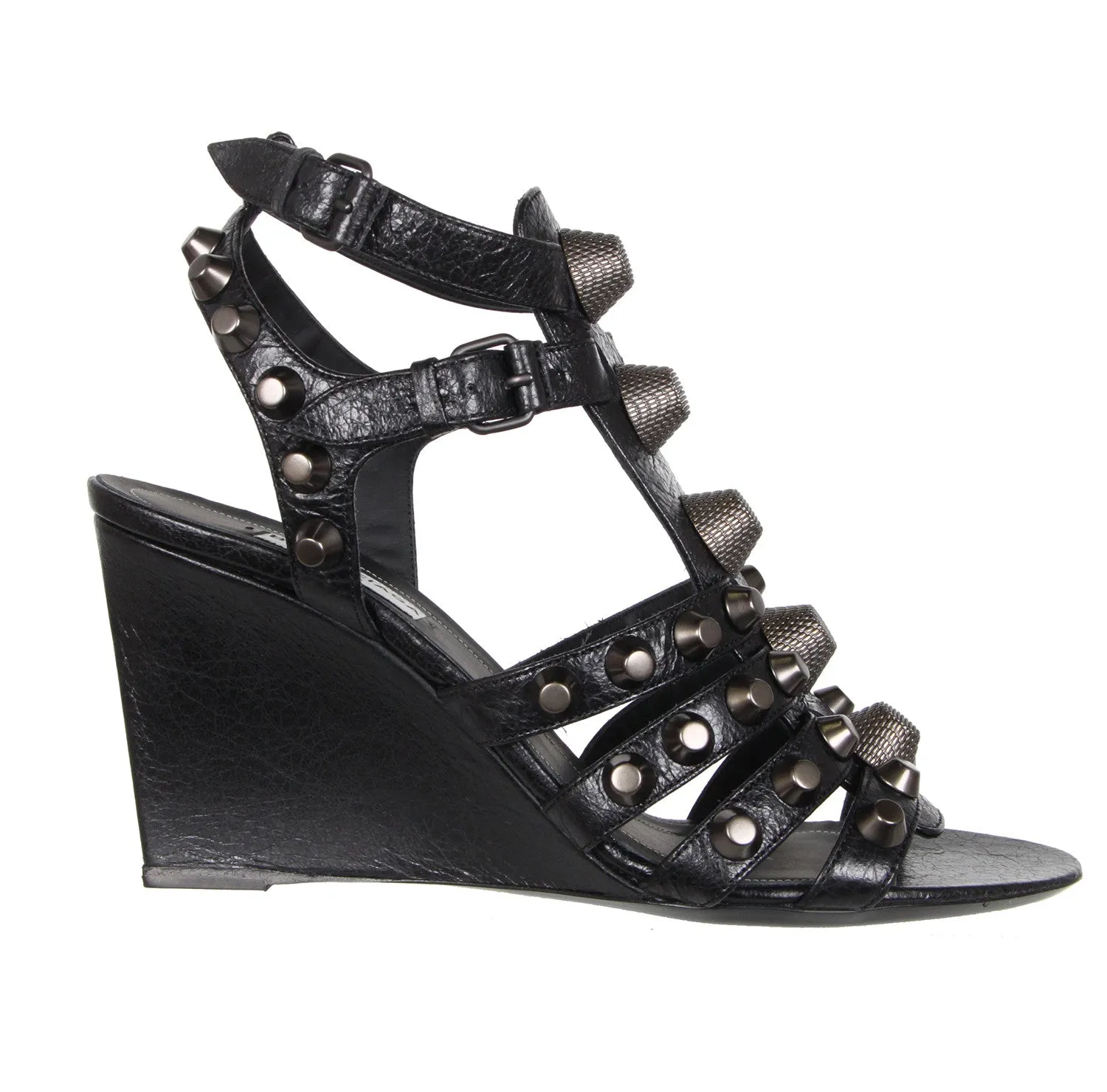 Studded Gladiator Wedge 80 G12, Black/Gunmetal