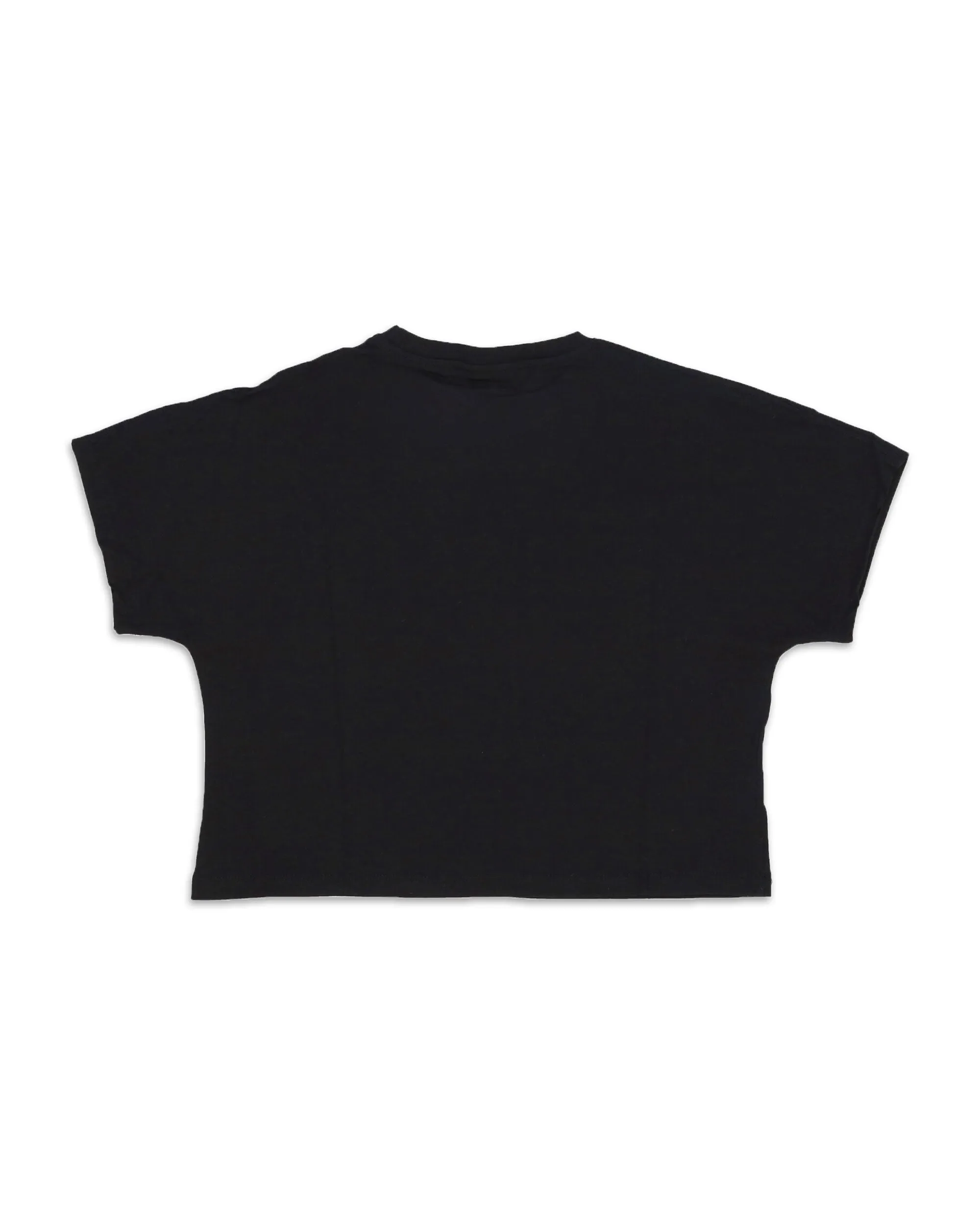 T-Shirt Donna Crop Nera Fiorata