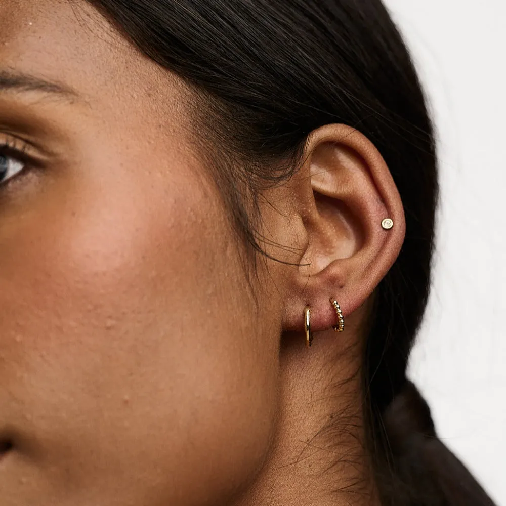 Textured Micro Hoop & Stud Ear Party - Gold