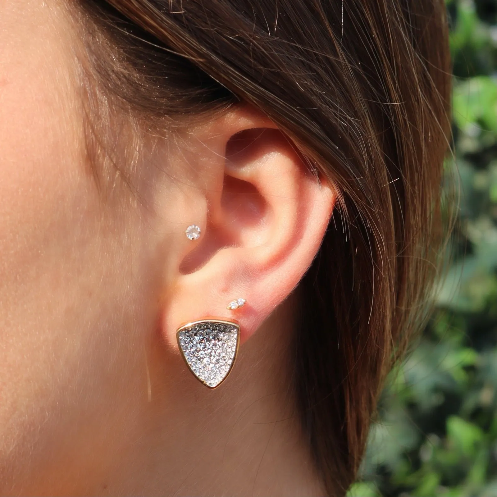 Thyra - Large Concave Pave Studs