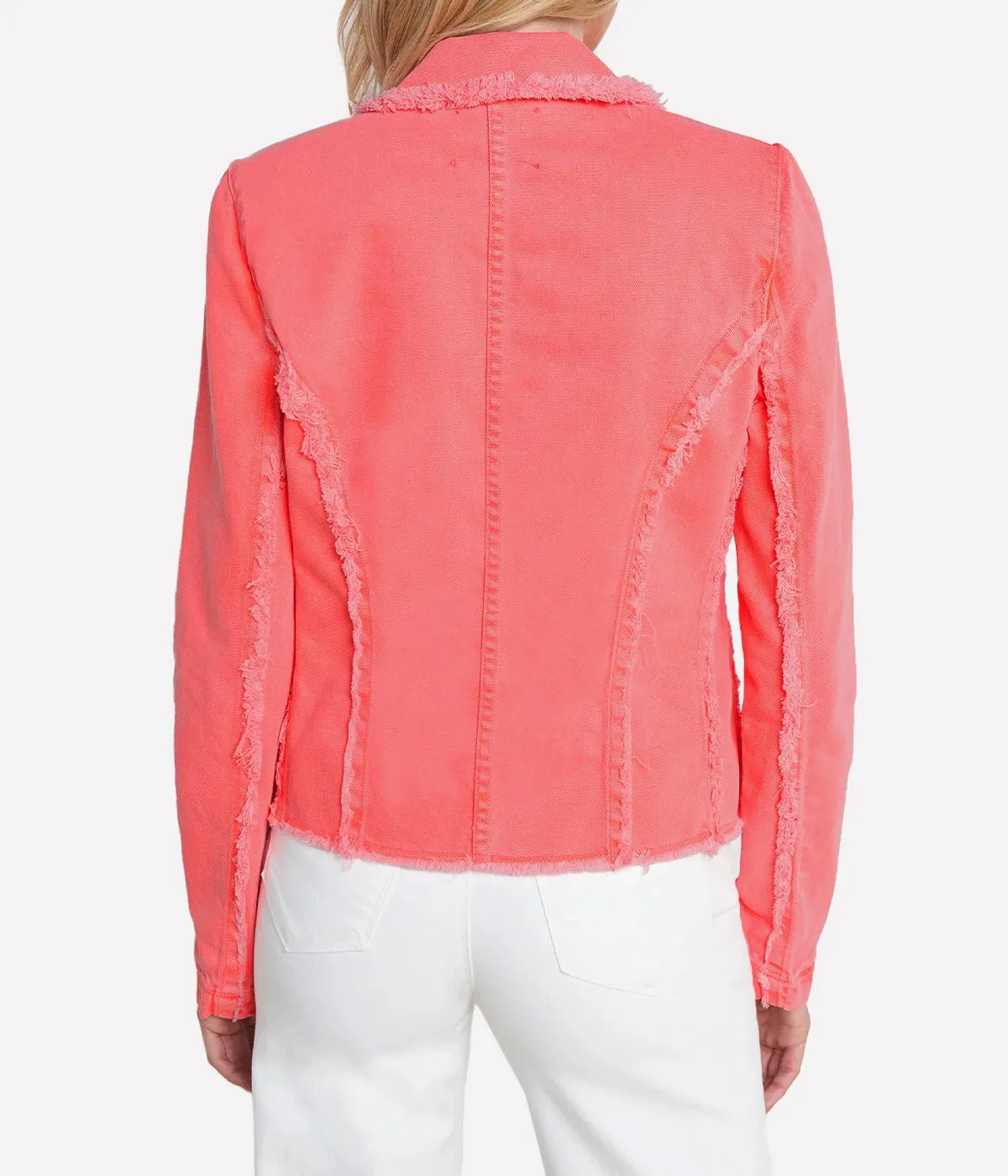 Wayne Crop Jacket in Soft Neon Coral