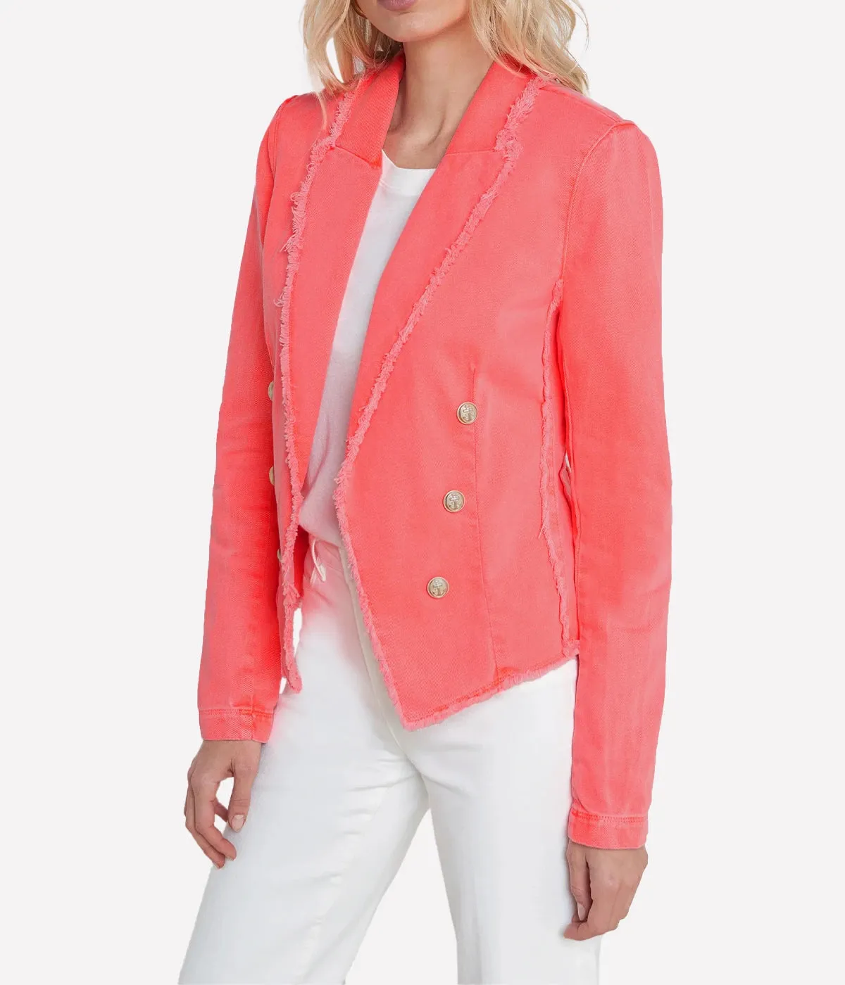 Wayne Crop Jacket in Soft Neon Coral