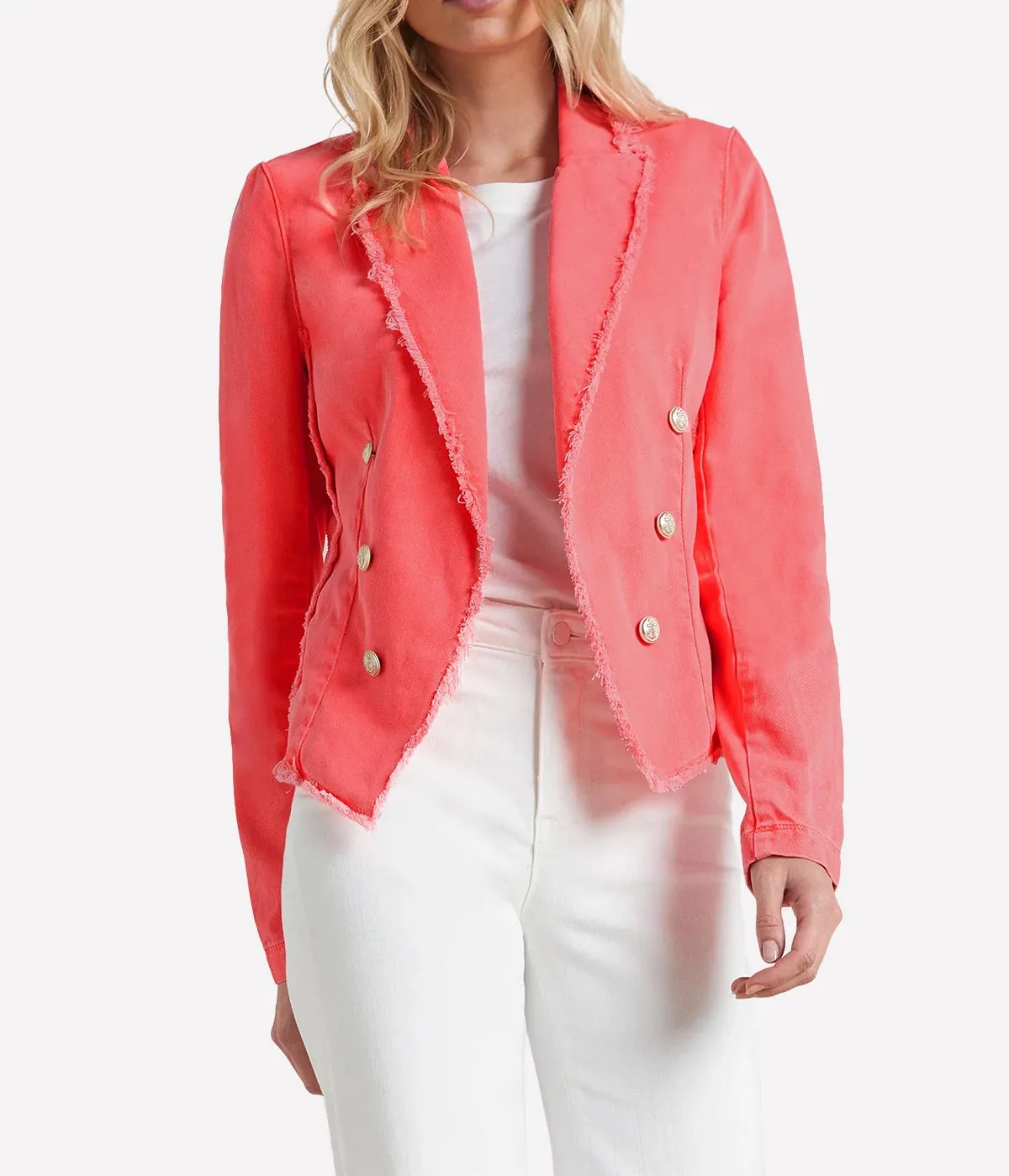 Wayne Crop Jacket in Soft Neon Coral