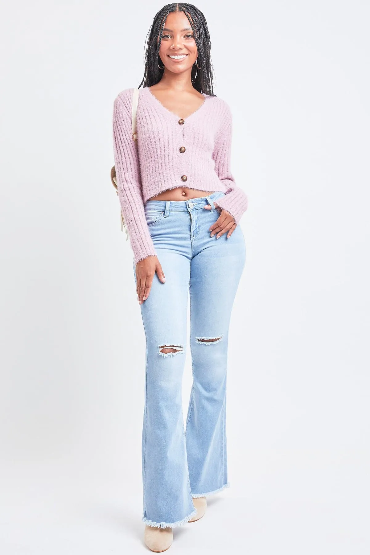 Women's Frayed Flare Jeans-Sale