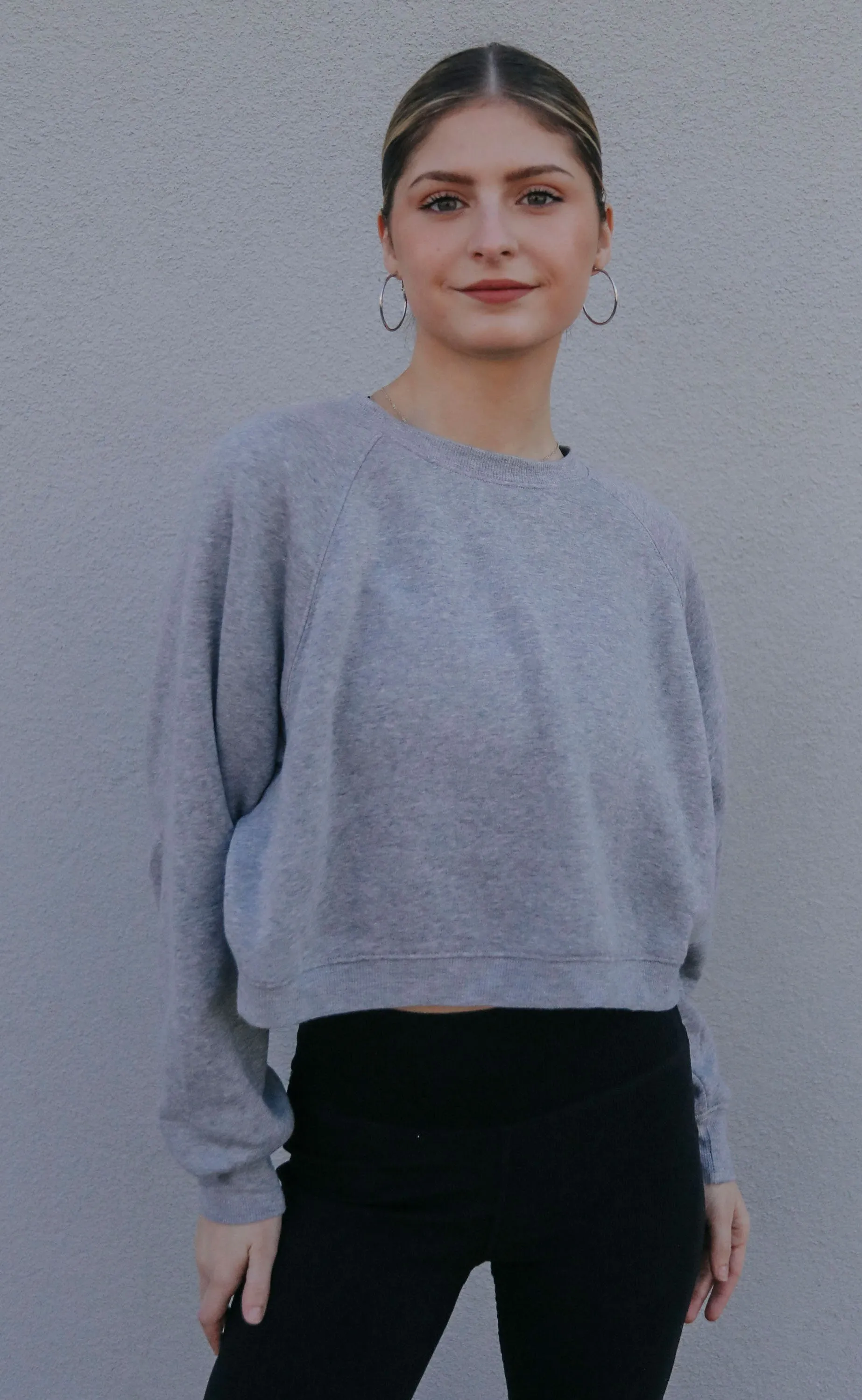 z supply: crop out sweatshirt - classic heather grey